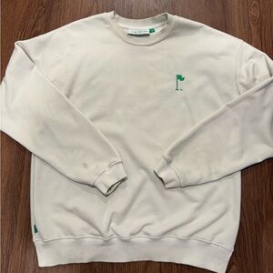 Outdoor Voices Cream Crewneck Golf Sweatshirt with Green Flag Logo Size M